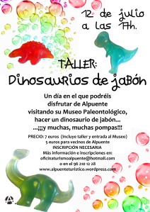 cartel taller de dinosaurios de jabón 12julio 2014